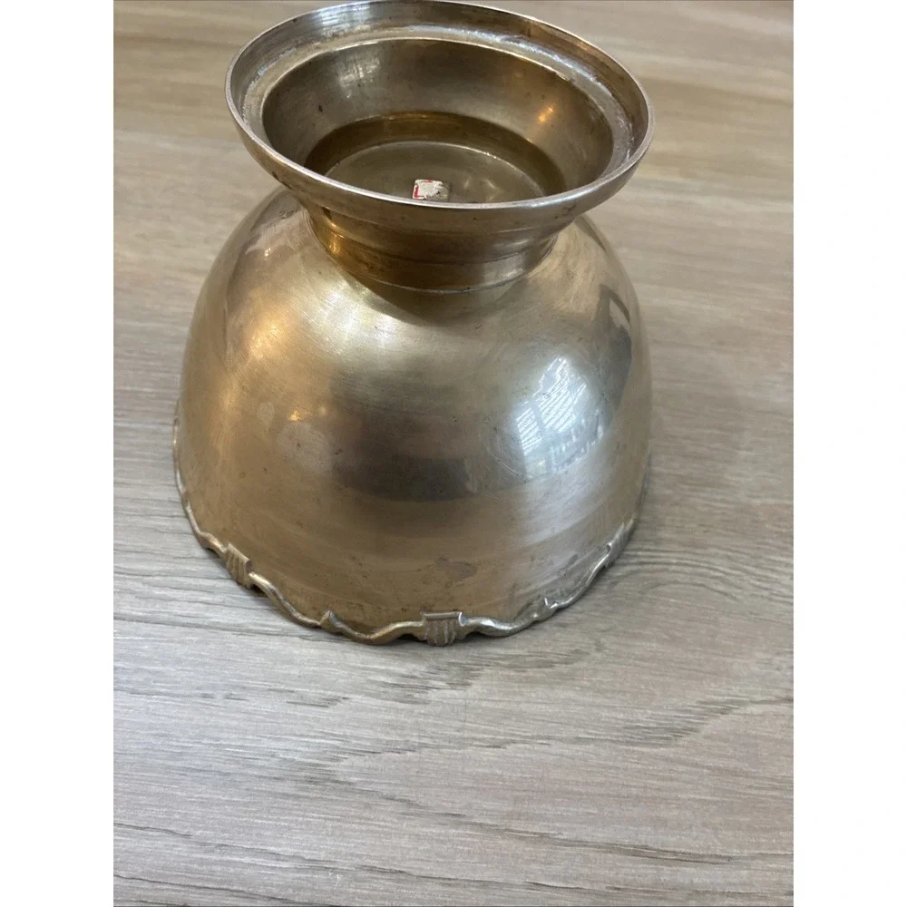 Solid Brass Bowl Scalloped Rim Pedestal Base VTG 6